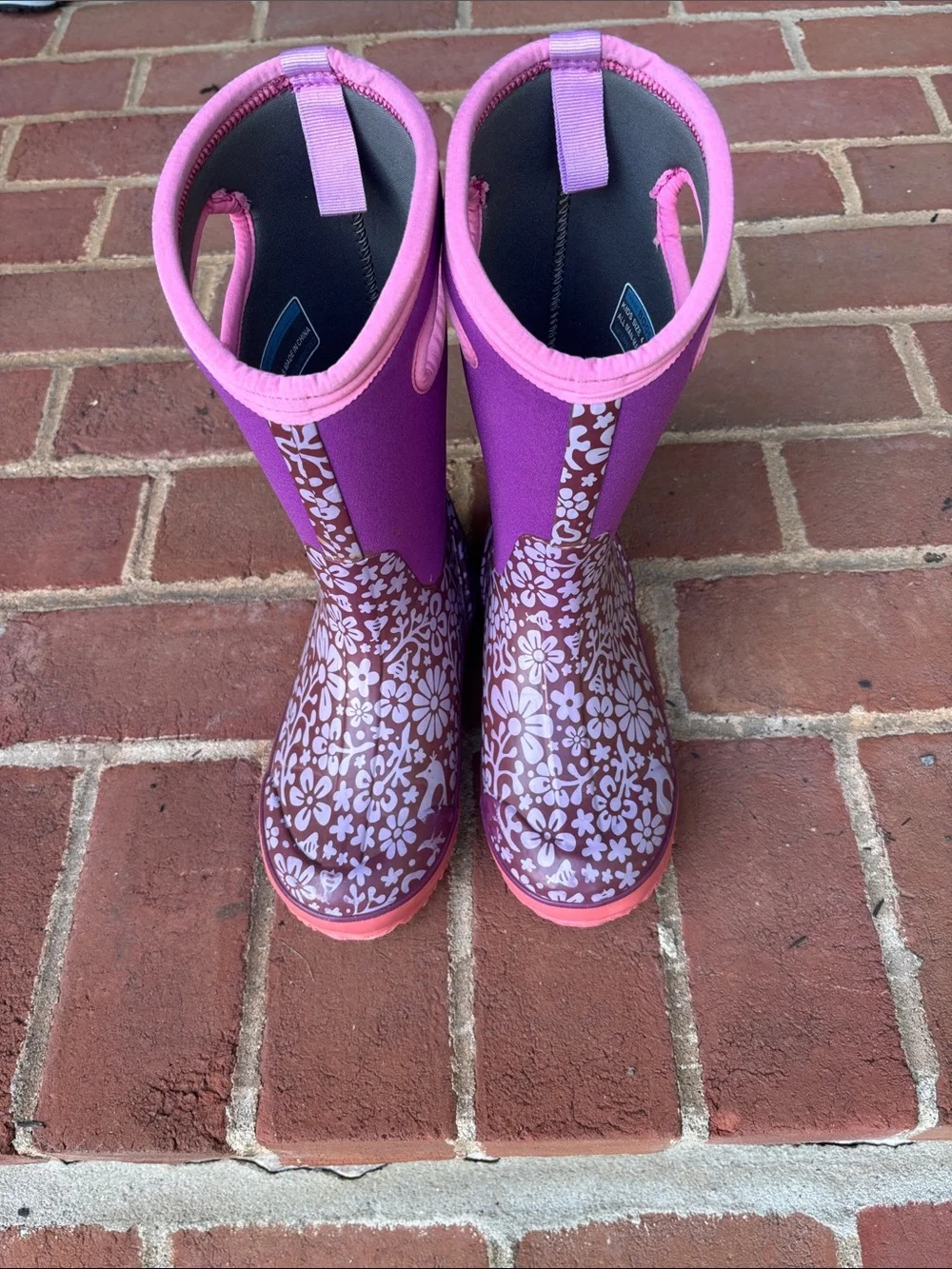 Bogs Kids Purple Pink Floral Rain & Snow Boots